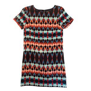 J. Crew Brightly Colored Retro Inspired Abstract Geometric Print Dress Size 00